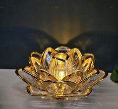 Lotus Shape LED Diya | Decorative Crystal Lotus Light for Home, Temple & Festivals