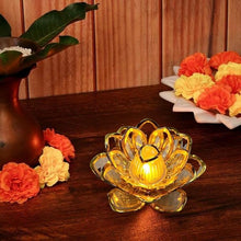 Lotus Shape LED Diya | Decorative Crystal Lotus Light for Home, Temple & Festivals