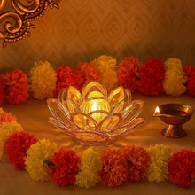 Lotus Shape LED Diya | Decorative Crystal Lotus Light for Home, Temple & Festivals